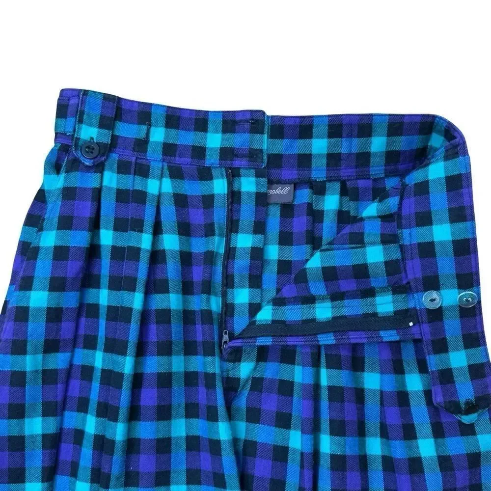 ALEXANDER CAMPBELL Purple & Green Plaid Set Skirt & Shirt Size 8
